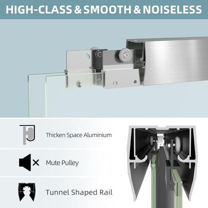 GETPRO Semi-Frameless Shower Door Double Sliding 62-66 in. W x 72 in. H Bypasss - Image 4