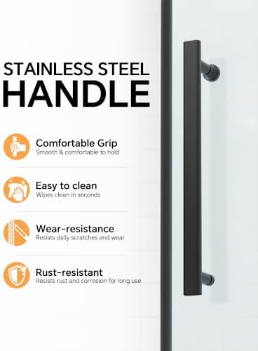 Frameless Glass Shower Door 56-60" W x 72" H, Matte Black - Image 5
