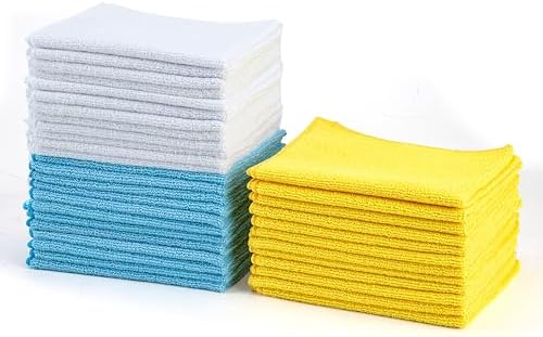 Amazon Basics Microfiber Cleaning Cloths, Ultra Absorbent, Scratch-Free by AmazonBasics