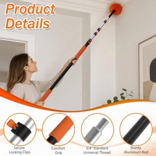 SISUPASSIE 30FT Reach High Ceiling Duster Kit, Window Cleaning kit - Image 3