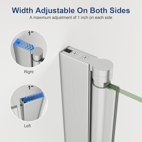 KPUY Frameless Pivot Shower Door 30-32" W x 72" H, Brushed Nickel - Image 5
