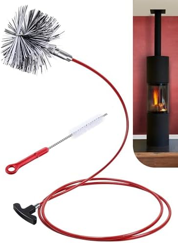 4 Inch Pellet Stove Pipe Cleaning Brush Kit, 10 FT Flexible Steel Rod by FEEKOON