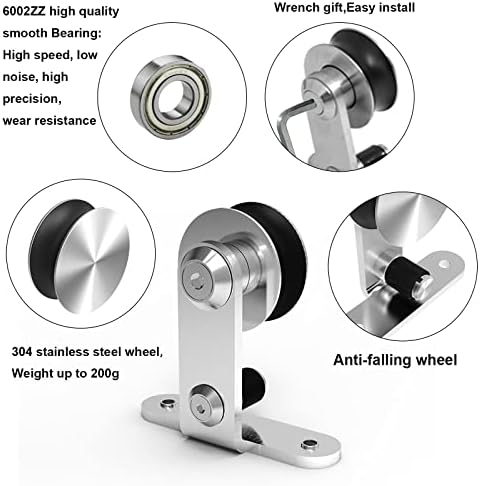 TSMST 12FT Sliding Barn Door Hardware Kit, Top Mount Stainless Steel Heavy Duty - Image 4
