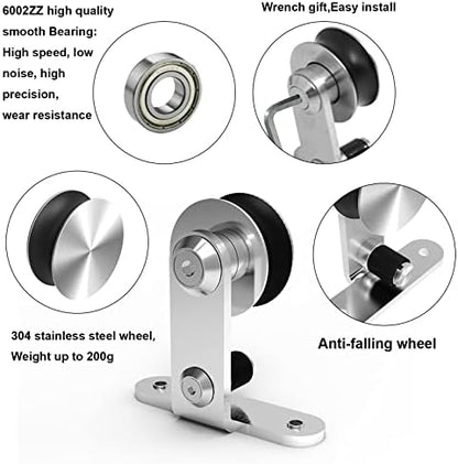 TSMST 12FT Sliding Barn Door Hardware Kit, Top Mount Stainless Steel Heavy Duty - Image 4