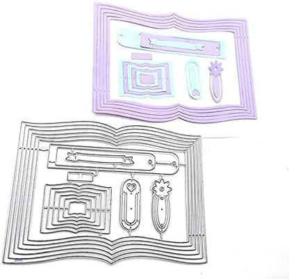 Book Cutting Dies,Bookmarks Tags Banner Die Cuts Metal Embossing Stencils Template Mould for Card Scrapbooking and DIY Craft Album Paper Card Decor
