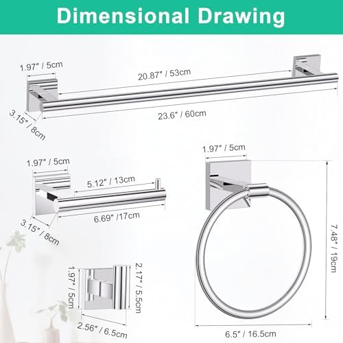Polished Chrome Bathroom Hardware Accessories Towel Bar Set, 10 Pieces Bathroom - Image 6