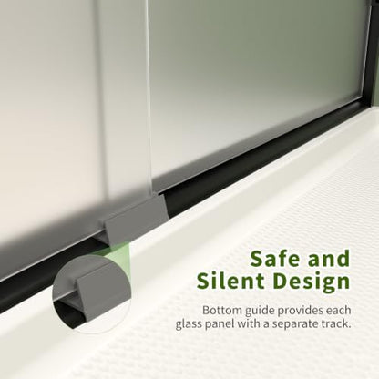 ACE DECOR Double Sliding Frosted Shower Door, 44-48" W x 72" H, Matte Black - Image 7
