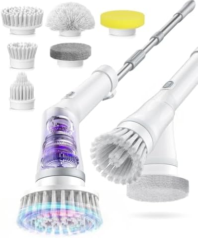 6-in-1 Cordless Electric Spin Scrubber, Extendable Reach by Lichffy