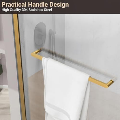 36" W x 76" H Frameless Fixed Glass Shower Door, Brushed Gold - Image 4