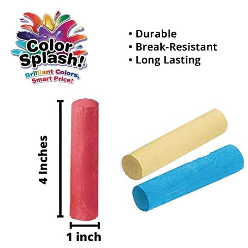 S&S Worldwide Giant Box of Jumbo Sidewalk Chalk, 126 Pieces, 9 Colors - Bulk Set Color Splash Outdoor Colored Chalk for Kids and Toddlers Ages 3+, Non-Toxic