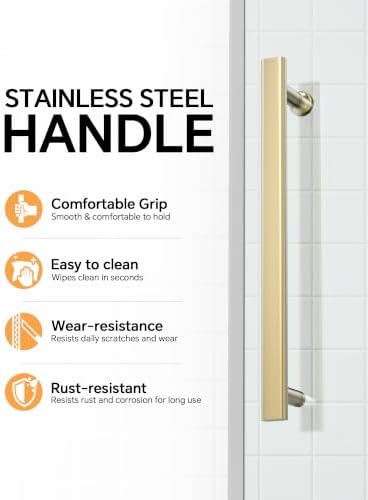 Frameless Bathtub Shower Door 56-60" W x 57" H, Brushed Gold - Image 5