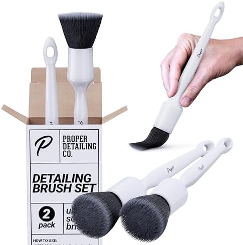 Car Detailing Brush Set, Clean Auto Interior or Exterior Detail Brushes Car by ProperDetailingCo