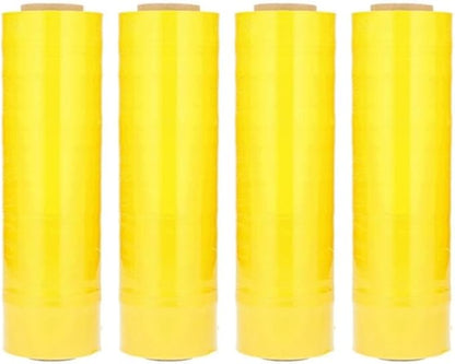 PSBM Yellow Stretch Wrap, 15 Inch x 1476 Feet, 4 Pack, Tinted Pre-Stretched Shrink Wrap Film for Moving, Packaging, Pallet Wrapping