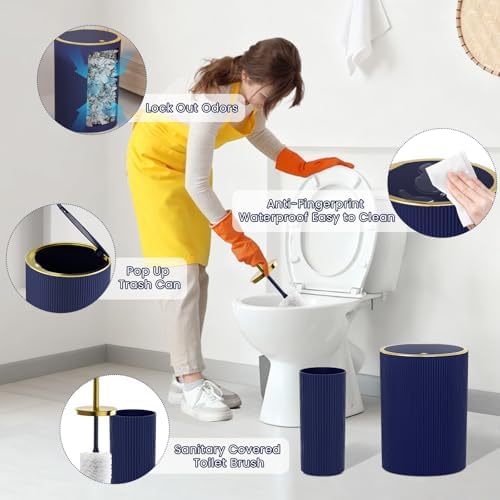 Navy Blue Bathroom Accessories Set - Image 4