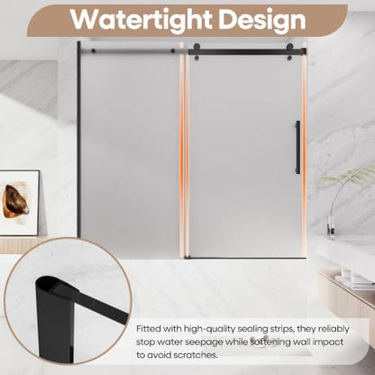 Frosted Bathtub Shower Door 56-60" W x 57" H, Matte Black - Image 6