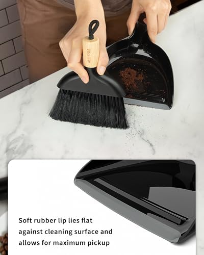 MR.SIGA Mini Dustpan and Brush Set, Bamboo Handle, 1 Set - Image 4