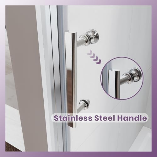 Semi-Frameless Pivot Shower Door 36" W x 72" H, Polished Chrome Glass Door - Image 3