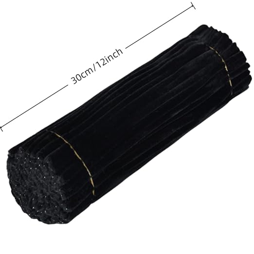 100 Pieces Pipe Cleaners Chenille Stem, Black Pipe Cleaners Set for Pipe Cleaners Halloween DIY Arts Crafts Decorations, Chenille Stems Pipe Cleaners (Black)