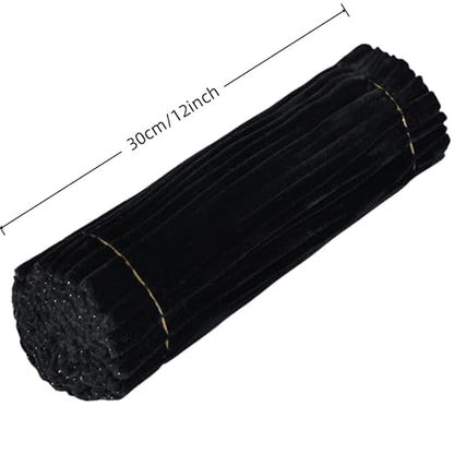 100 Pieces Pipe Cleaners Chenille Stem, Black Pipe Cleaners Set for Pipe Cleaners Halloween DIY Arts Crafts Decorations, Chenille Stems Pipe Cleaners (Black)