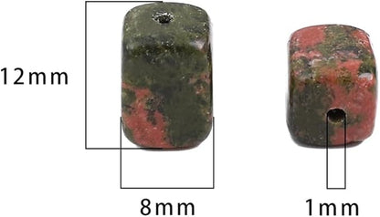 Natural Unakite Cuboid Stone Loose Semi Gemstone Beads for Jewelry Making 8mmx12mm 38cm/Strand