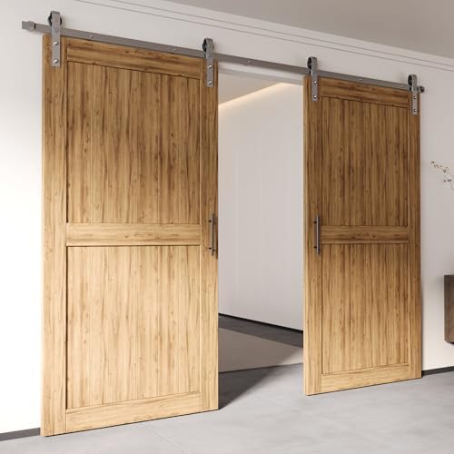 Homacer Brushed Nickel Non-Bypass Sliding Barn Door Hardware Kit, by HOMACER