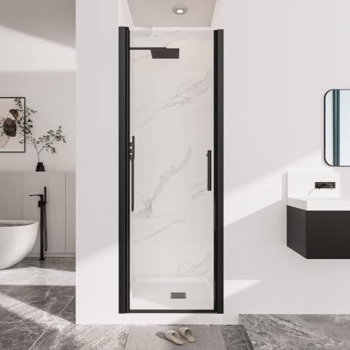 Frameless Pivot Shower Door, Matte Black by NGTEENShowerDoor