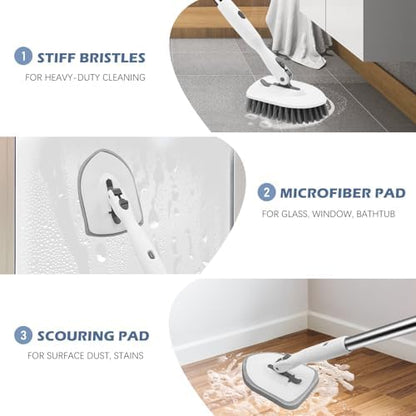 SetSail Tile Tub Scrubber Brush 3-in-1 Long Handle Shower Brush - Image 6