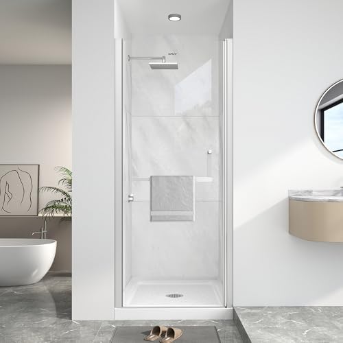 KPUY Frameless Pivot Shower Door 30-32" W x 72" H, Brushed Nickel by KPUY