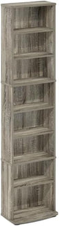Adjustable Shelves Multimedia Storage Tower Rack with Spacious Media Organization, Durable Design, Versatile Rack for DVDs, CDs, Games, and More French Oak/8 Tier