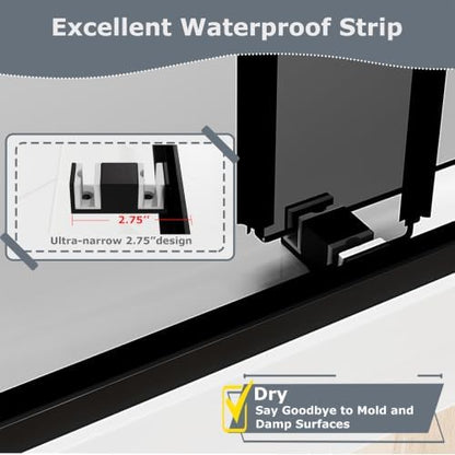 Frameless Double Sliding Shower Door 55-60" W x 76" H Euro Gray - Image 4