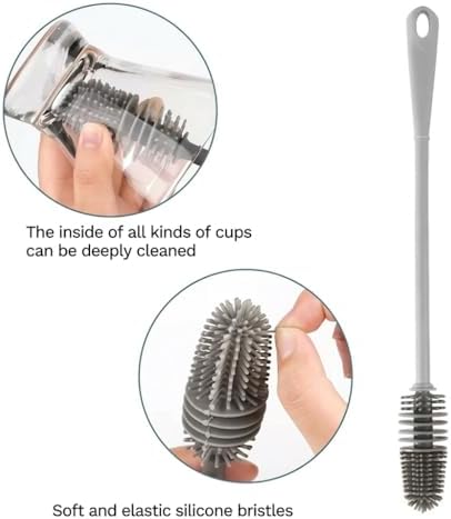 Silicone Bottle Brush & Silicone Straw Cleaner Set – 12.5” Long Handle - Image 2