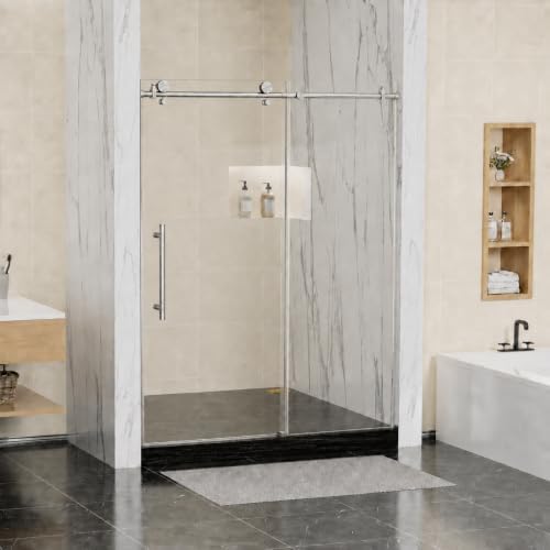 Frameless Sliding Shower Door 56-60 in W x 75 in H, Brushed Nickel by FINDEPOT