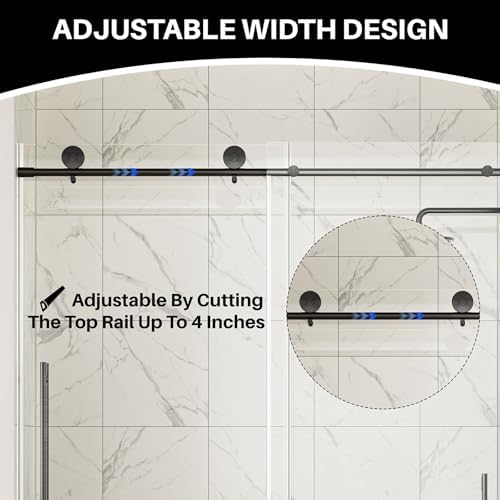 WinZo Frameless Sliding Glass Shower Door 44-48 in W x 75 in H - Image 6