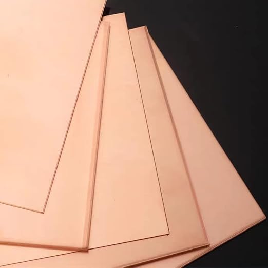 4 Pcs 99.9% Pure Copper Sheet Metal, 6" x 6", 24 Gauge(0.5mm) Thickness, Double Sided Film Attached Copper Sheets Plates for Crafting, Modelers, Jewelry, Repairs, Electrical