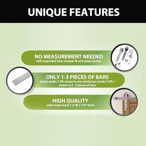 Homacer Brushed Nickel Non-Bypass Sliding Barn Door Hardware Kit, - Image 5