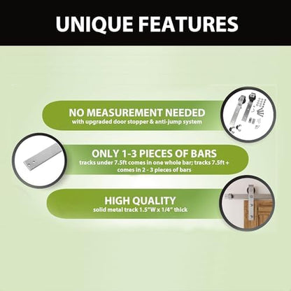 Homacer Brushed Nickel Non-Bypass Sliding Barn Door Hardware Kit, - Image 5