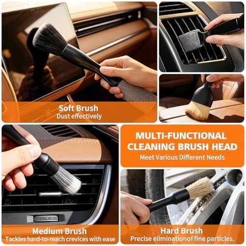 8PCS Car Detailing Brush Set, Car Interior and Exterior Soft Bristle Cleaning - Image 3