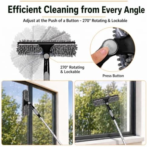 Cobweb Duster with Extension Pole, Window Squeegee, 3-in-1 Kit - Image 3