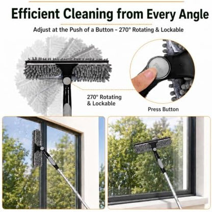 Cobweb Duster with Extension Pole, Window Squeegee, 3-in-1 Kit - Image 3