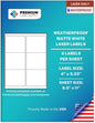Premium Label Supply Waterproof Matte White Sticker Labels – 4" x 3.33" – Laser Printers Only – (6 per Sheet), 500 Sheets - 3,000 Total Adhesive Labels