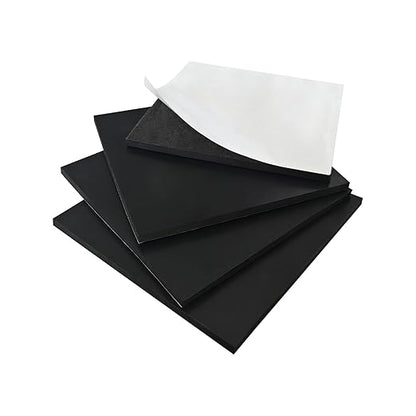 4 Pieces Neoprene Rubber Pads with Adhesive Backing 1/4 in Thick x 6 in x 6 in, Anti Vibration Pads, Rubber Block for Anti-Slip, Shock Absorption, Protection