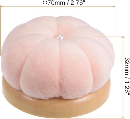 HARFINGTON Wooden Base Needle Pincushions Japanese Style Pin Cushions Round Pin Cushion Needle Holder for Sewing Quilting Needlework DIY Crafts, Light Pink