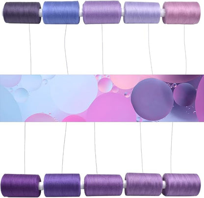 Sewing Thread 10 Color Sewing Industrial Purpose 1000 Yards Per Spool 40S/2 Polyester for DIY Sewing Machine,Embroidery Machine,Hand Sewing (Purple)