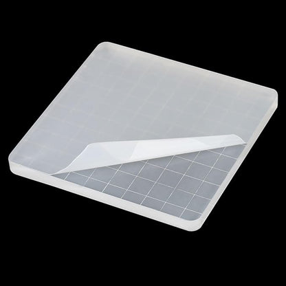 PATIKIL 4" x 4" Acrylic Stamp Block, 2 Pack Clear Stamping Block with Grid Lines Decorative Mounting Blocks Square for Scrapbooking DIY Crafts Card Making