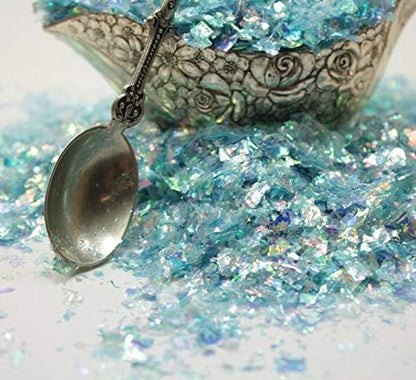 Blue Flitter Iridescent Ice Glitter Flakes for Nail Art - Lightweight Holographic Polyester - 311-4341 - 1/2 oz (14 Grams)