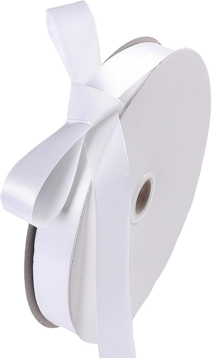 5/8" x 100 Yards White Polyester Satin Ribbon Single Faced Bulk Fabric Ribbons for Gift Wrapping, Crafting, Bows Making, Sewing, Wedding, Home Decor