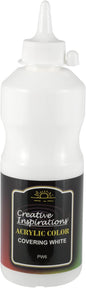 Creative Inspirations Acrylic Paint - Covering White - 500 mL Bottle - Smooth & Creamy Consistency, Vibrant Pigmentation, Great Coverage for Artists - Clean Up with Soap & Water