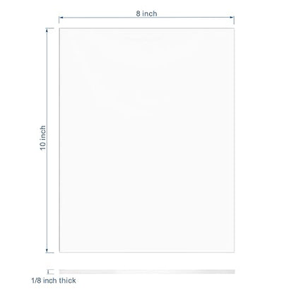 Clear Acrylic Sheet 8" x 10" Cast Plexiglass Panel 1/8" Thick (3mm) Transparent Plastic Board for Sign, Craft, Display Projects, Laser Cutting, Engraving, Pack of 2