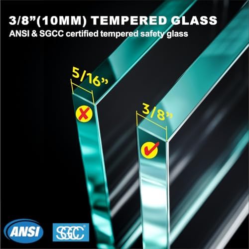 33" W x 80" H Frameless Fixed Shower Glass Panel - Image 3