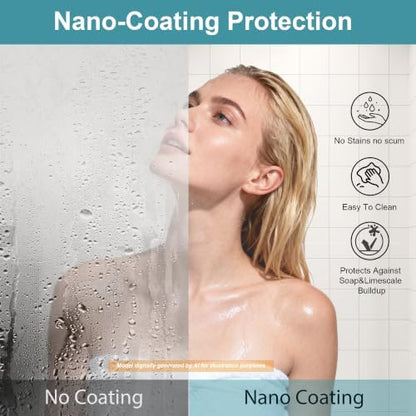 Frameless Pivot Shower Door, 28-30" Wx72 H, 1/4" Matte Black - Image 3